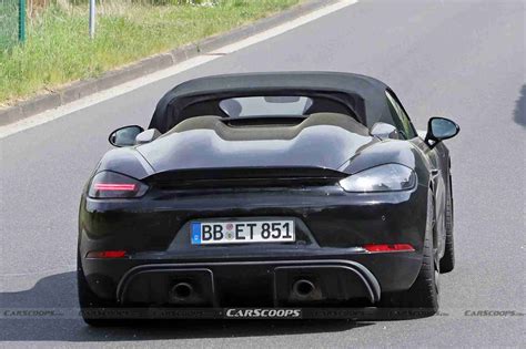 Porsche Boxster Spyder Rs Spotted Again Borrowing Heavily From Cayman Gt Rs Car Lab News