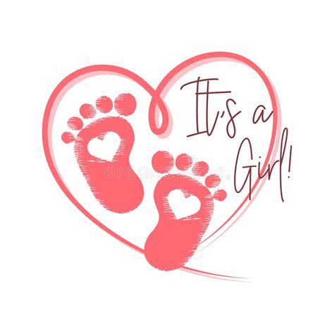 Pink Heart With Baby Footprints And The Inscription It S A Girl