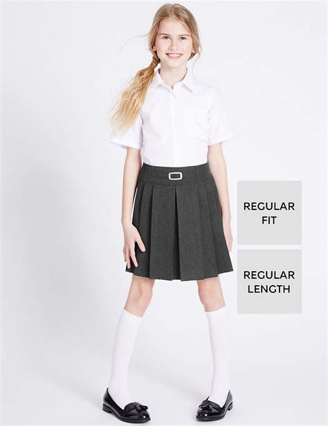 Girls Permanent Pleats School Skirt 2 16 Yrs Mands Collection Mands