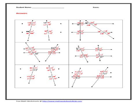 Find The Measure Of Each Angle Transversal Worksheet