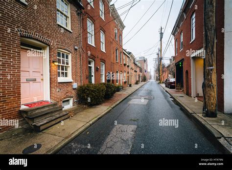 Narrow Alley And Row Houses In Fells Point Baltimore Maryland Stock
