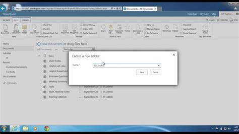 How To Create A Folder In A Sharepoint Document Library Youtube