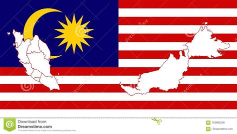 The flag of malaysia, also known as malay: Map anf flag of Malaysia stock illustration. Illustration ...