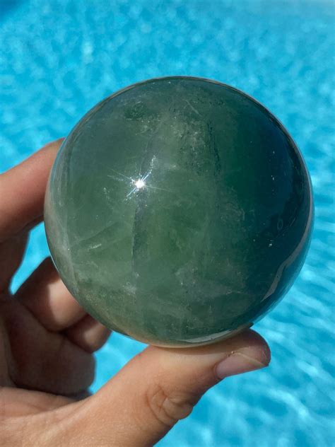 Green And Blue Fluorite Sphere Vibrant Transparent Fluorite Etsy Uk