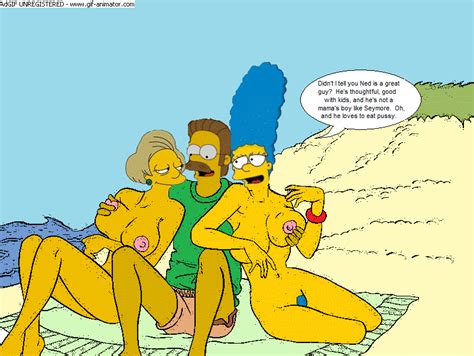 Rule 34 Animated Edna Krabappel Female Human Male Marge Simpson Ned