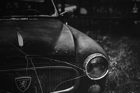 배경 화면 검은 단색화 차량 사진술 후드 니콘 빈티지 자동차 Voiture 푸조 D750 니코르 Bw