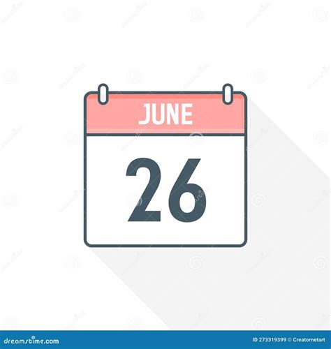 26th June Calendar Icon June 26 Calendar Date Month Icon Vector