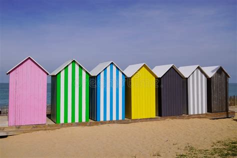 Colored Beach Huts On Beach Oleron French Isle Stock Photo Image Of