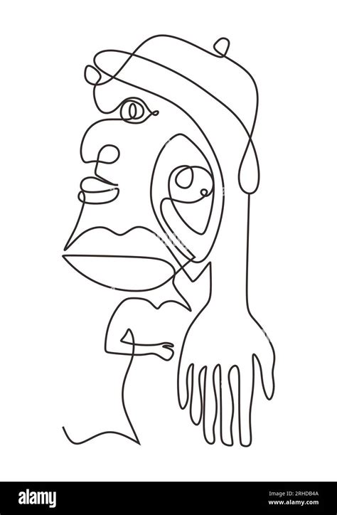 Picasso One Line Drawing Style Abstract Face Contemporary Art