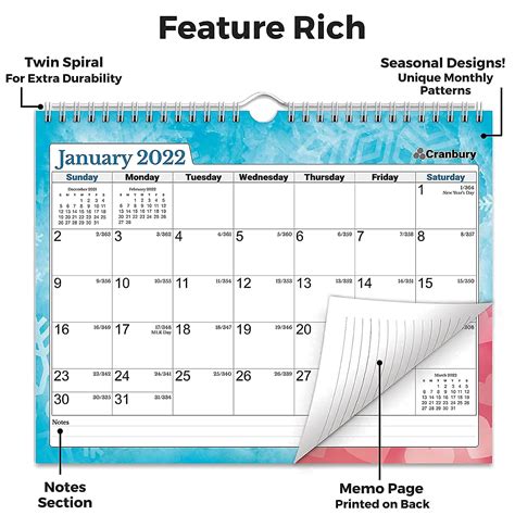 Buy Cranbury Small Wall Calendar 2022 2023 Seasons Use 85x11