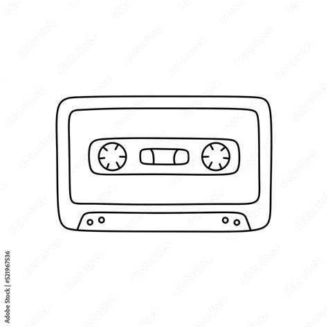 Vetor De Retro Cassette Tape Isolated On White Background Vector Hand Drawn Illustration In