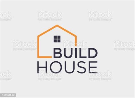 Simple Word Mark Build House Design With Line Art Style Home Build