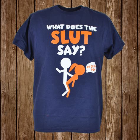 What Does The Slut Say Stick Figures T Shirt Mens Funny Adult Graphic Tee Blue Ebay