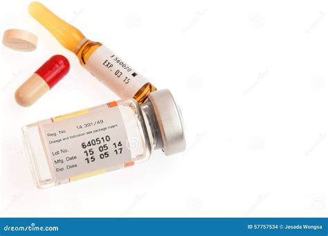 Expire Date Label On Medicine Vial Ampule Stock Photo Image Of