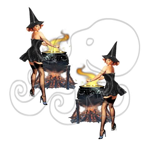 Pin Up Clip Art Pin Up Witch Girl Retro 50s Pin Up Vintage Halloween