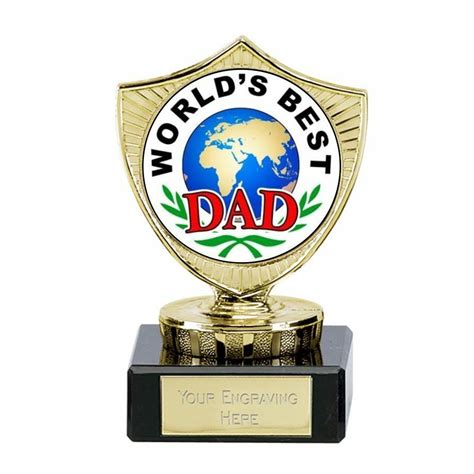 Worlds Best Dad Trophy 10 Cm On Marble Base Free Engraving Up To 30