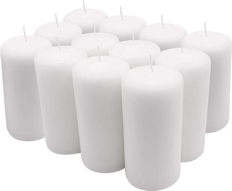 12 White Pillar Candles Bulk 3x6 In Unscented Long Burning