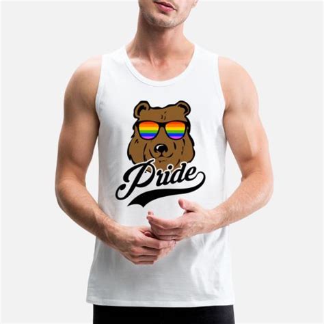 Pride Bear Rainbow Lgbt Gay Pride Bearded Csd Men S Premium Tank Top
