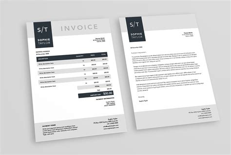 Invoice And Letterhead Branding Kit Invoice Template Etsy