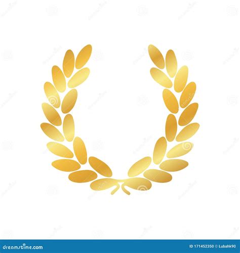 Gold Laurel Wreath Icon Luxury Emblem For Winner Symbol Of Victory