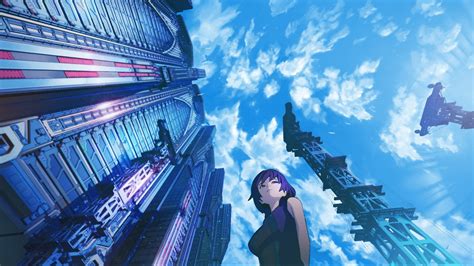 640x1136 Resolution Purple Haired Female Anime Character Anime Worms Eye View Blue Hd