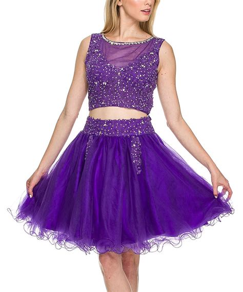 Purple Narianna Two Piece Lace A Line Dress Plus Too Two Piece