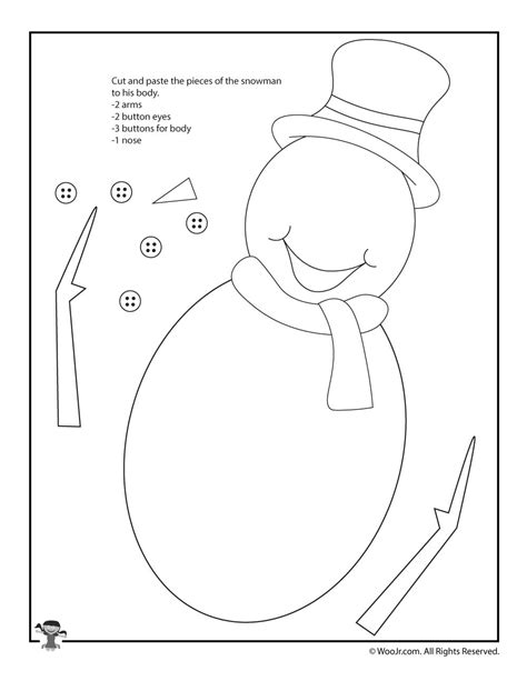 Color And Cut Out Winter Snowman Woo Jr Kids Activities