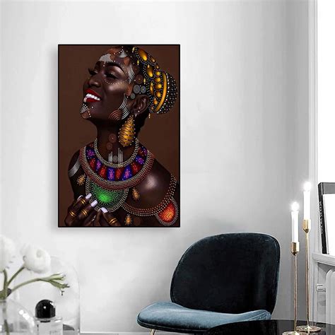 Ycuion Canvas Wall Painting Modern Black African Woman Canvas Painting
