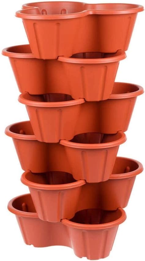 Premium Stackable Garden Planters Set Of 6 Trio Stacking Pots For