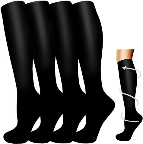 4 Pairs Black Compression Socks For Man And Woman 15 20 Mmhg） Actinp Actinput Compression Socks