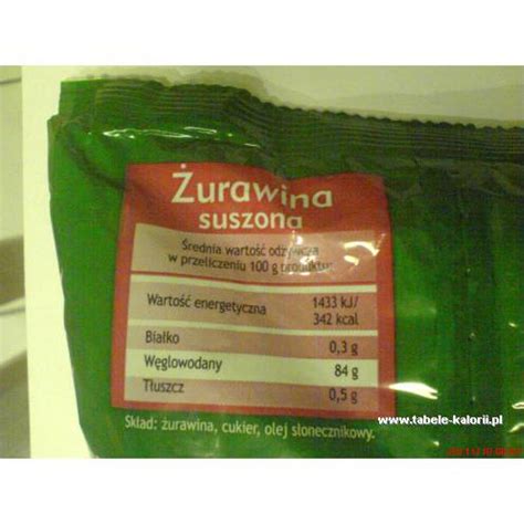 Żurawina suszona - Makar - kalorie, wartości odżywcze, ile kalorii ...