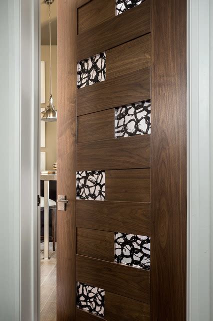 Las Vegas Modern Home Interior Solid Wood Walnut Door With Glass