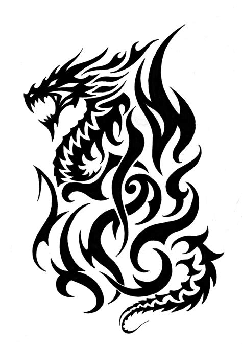 Tribal Fire Dragon Tattoos Designs