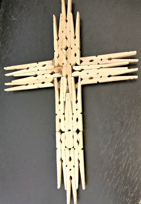 Homemade Holiday T Wooden Cross Clothespin Cross Wooden Cross