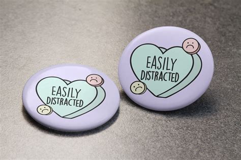Easily Distracted Heart Badge Pin Mental Health Pins Adhd Etsy