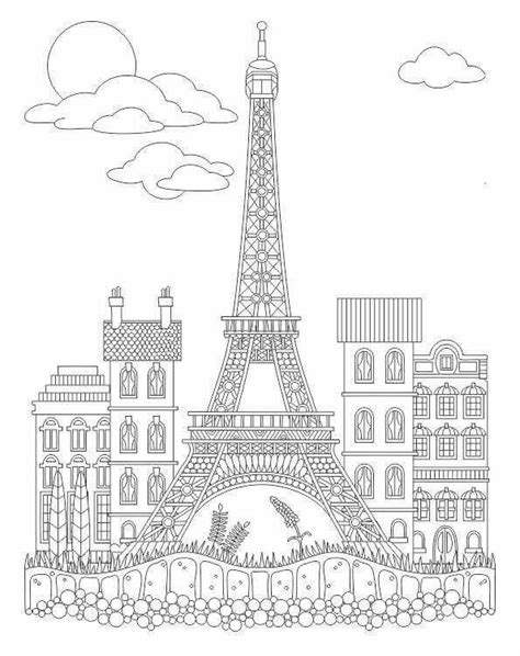 Advanced Coloring Eiffel Tower Coloring Page Adult Coloring Book