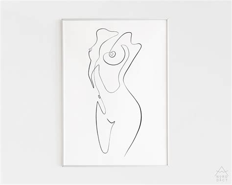 Naked Woman One Line Drawing Female Figure Printable Art Etsy Finland