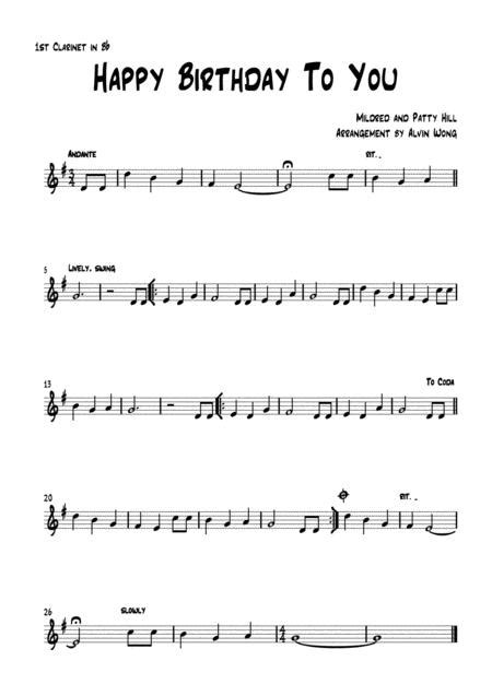 Happy Birthday To You Clarinet Quartet Sheet Music Pdf Download