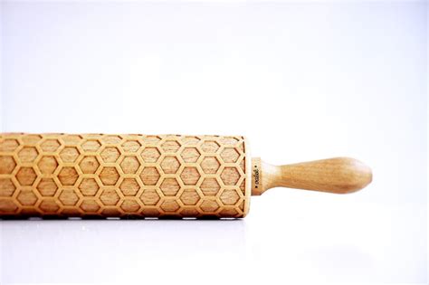 Rolling Pin Engraved Honeycomb Embossing Rolling Pin Laser Etsy