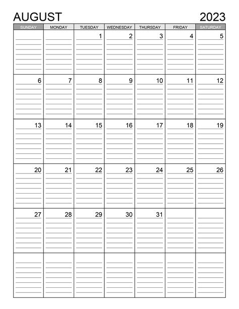 Printable August 2024 Calendar With Notes Calendar 2024