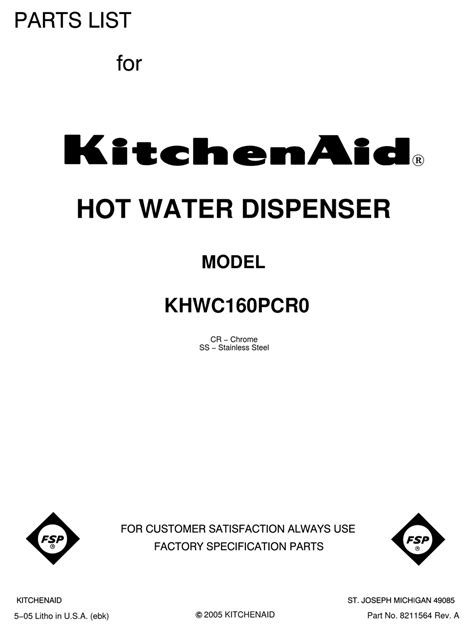 Kitchenaid Khwc Pcr Parts List Pdf Download Manualslib