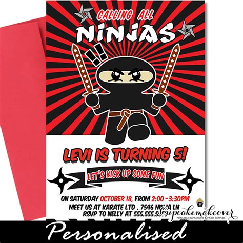 Home Décor Prints With Photo Ninja Birthday Invitation Karate Ninja