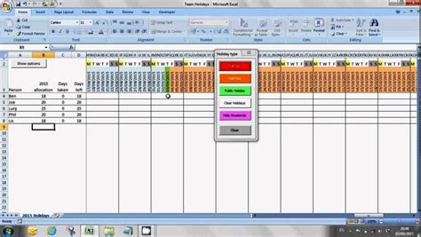 Annual Leave Planner Excel Template Sampletemplatess Sampletemplatess