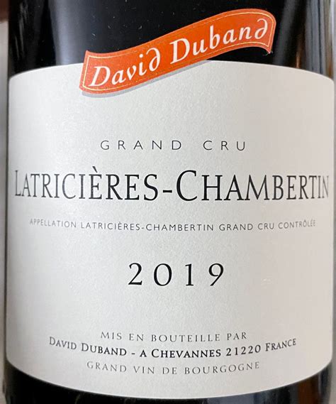 2020 David Duband Latricières Chambertin France Burgundy Côte De