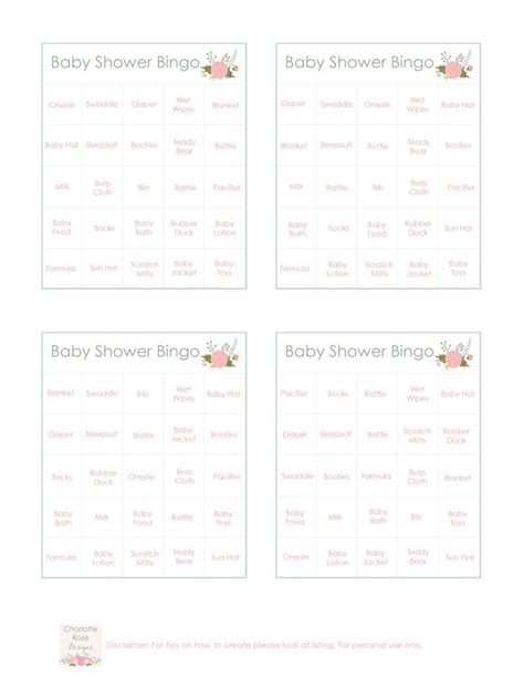 Baby Shower Bingo Game Printable Baby Shower Game Printable Etsy