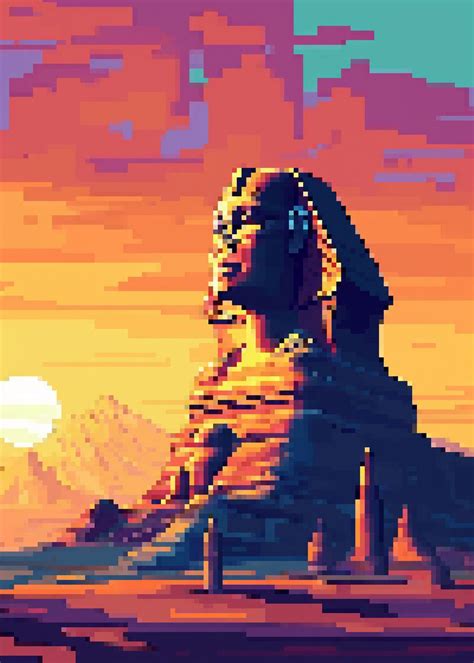 Sphinx Giza Pixel Art Poster Picture Metal Print Paint By Powerful