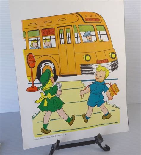Vintage 1958 School Bus Driver School Poster Educational Etsy