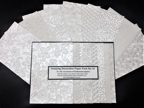Decorative Amazing Paper Pack No10 Embossed Papers 8 X A5 Amazing