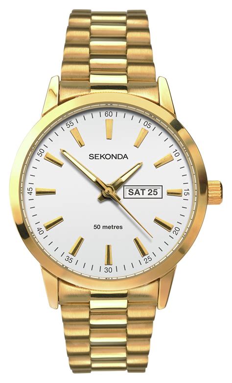 Argos Sekonda Mens Silver Dial Gold Plated Bracelet Watch