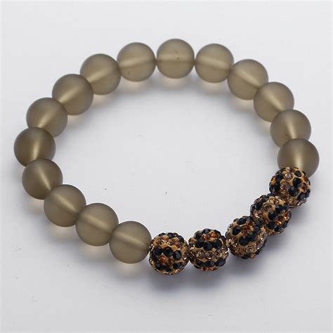 Fashion Crystal Ball Stretch Bracelets Brown Glass Bead Ball Bracelet